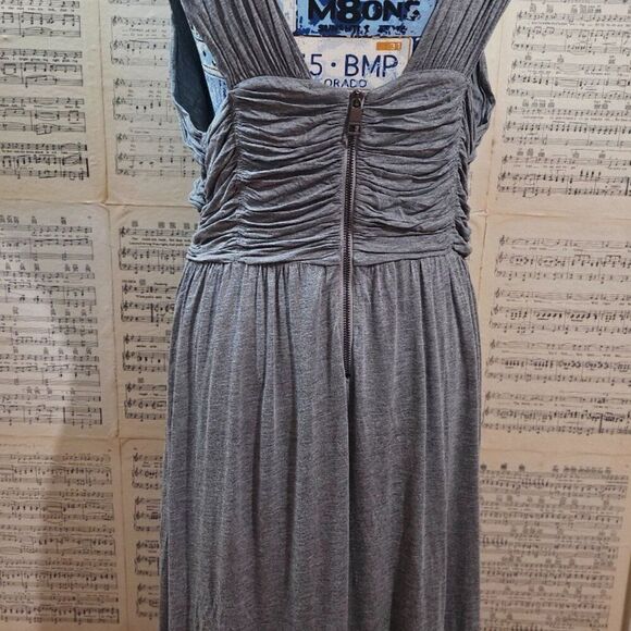 Burberry Jersey Dress XL 12 14 Tank Gray Ruched Smocked - Picture 2 of 10